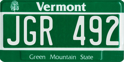 VT license plate JGR492