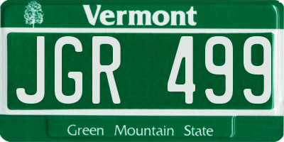 VT license plate JGR499