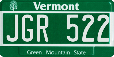 VT license plate JGR522