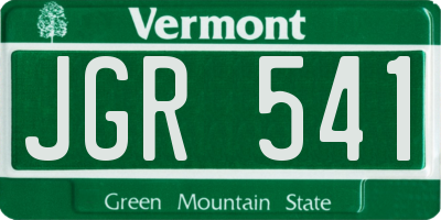 VT license plate JGR541