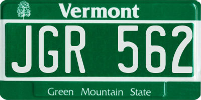 VT license plate JGR562