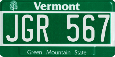 VT license plate JGR567