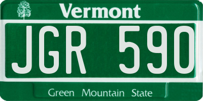 VT license plate JGR590
