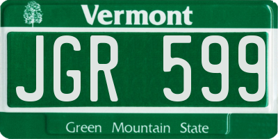 VT license plate JGR599
