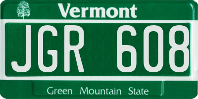 VT license plate JGR608