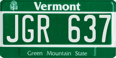 VT license plate JGR637