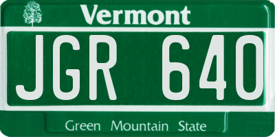 VT license plate JGR640