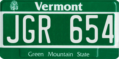 VT license plate JGR654