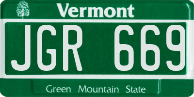 VT license plate JGR669