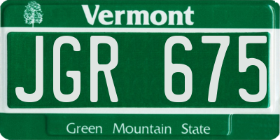 VT license plate JGR675