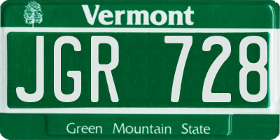 VT license plate JGR728
