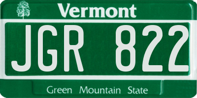 VT license plate JGR822