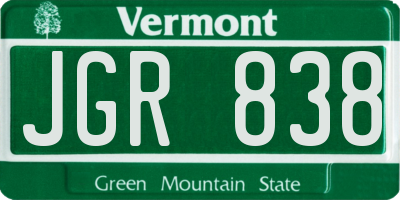 VT license plate JGR838