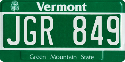 VT license plate JGR849