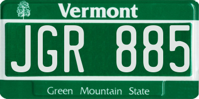 VT license plate JGR885