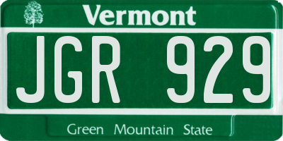 VT license plate JGR929
