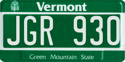 VT license plate JGR930
