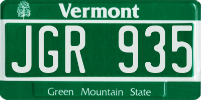 VT license plate JGR935