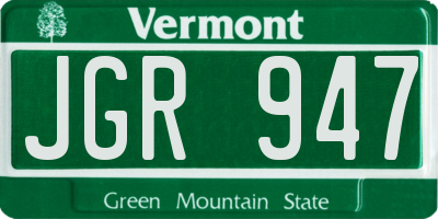 VT license plate JGR947