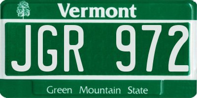 VT license plate JGR972