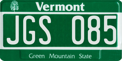 VT license plate JGS085