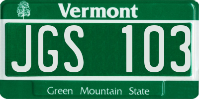 VT license plate JGS103