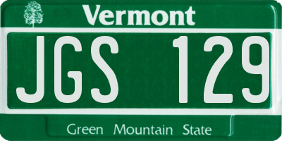 VT license plate JGS129
