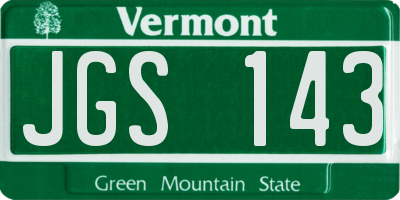 VT license plate JGS143