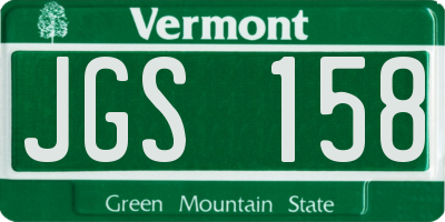 VT license plate JGS158
