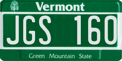 VT license plate JGS160