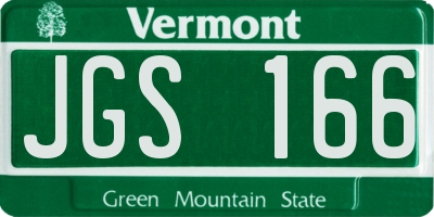 VT license plate JGS166