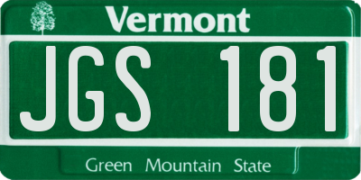 VT license plate JGS181