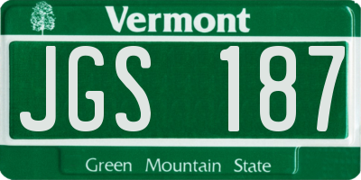 VT license plate JGS187