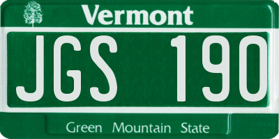 VT license plate JGS190