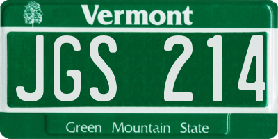 VT license plate JGS214