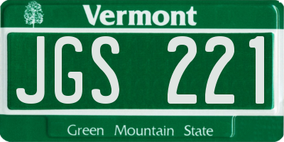 VT license plate JGS221