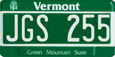 VT license plate JGS255