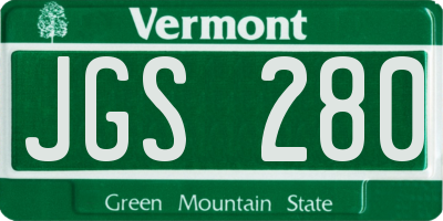 VT license plate JGS280