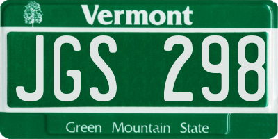 VT license plate JGS298