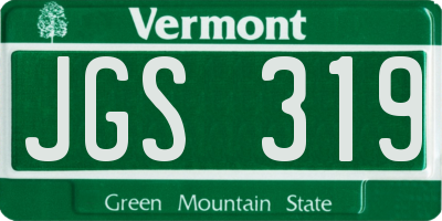 VT license plate JGS319