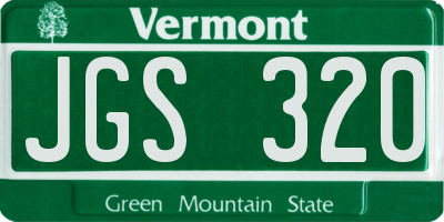 VT license plate JGS320