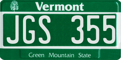 VT license plate JGS355