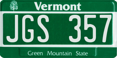 VT license plate JGS357