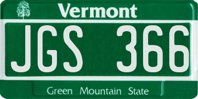 VT license plate JGS366