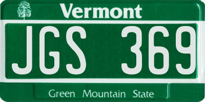VT license plate JGS369