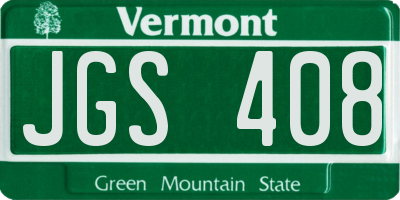 VT license plate JGS408