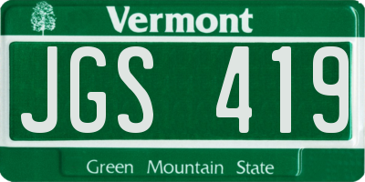 VT license plate JGS419