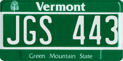 VT license plate JGS443