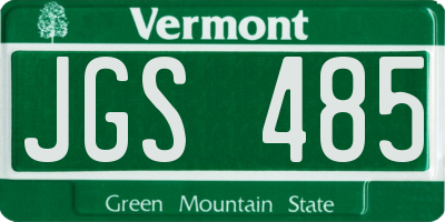 VT license plate JGS485