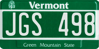VT license plate JGS498